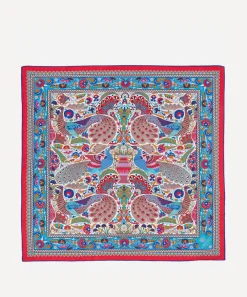 Liberty Scarves^Peacock Garden 70 x 70 Silk Scarf