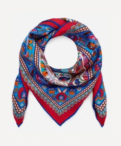 Liberty Scarves^Peacock Garden 70 x 70 Silk Scarf