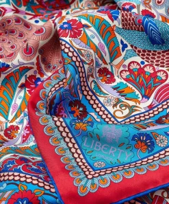 Liberty Scarves^Peacock Garden 70 x 70 Silk Scarf