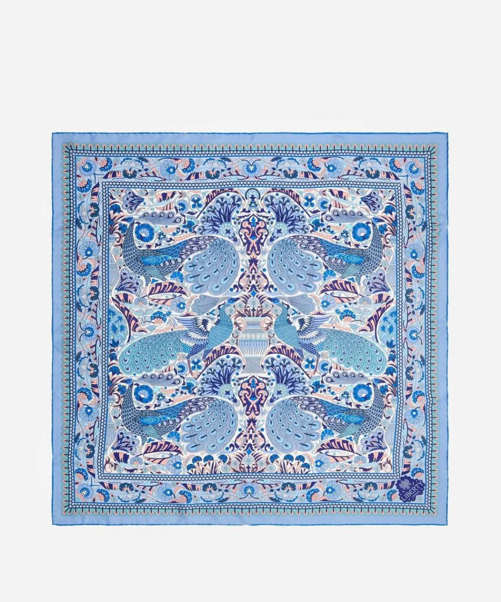 Liberty Scarves^Peacock Garden 70 x 70cm Silk Twill Scarf