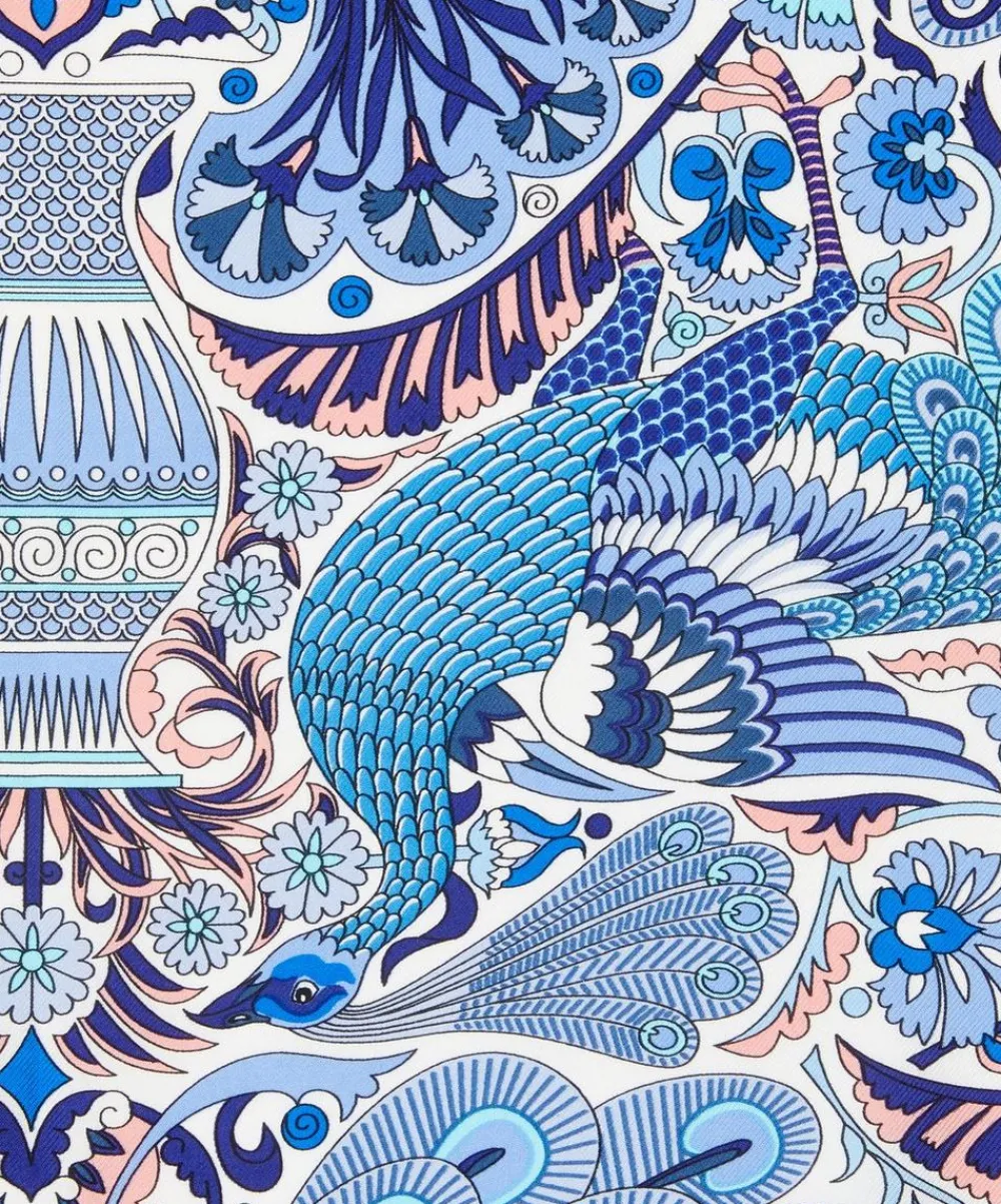 Liberty Scarves^Peacock Garden 70 x 70cm Silk Twill Scarf
