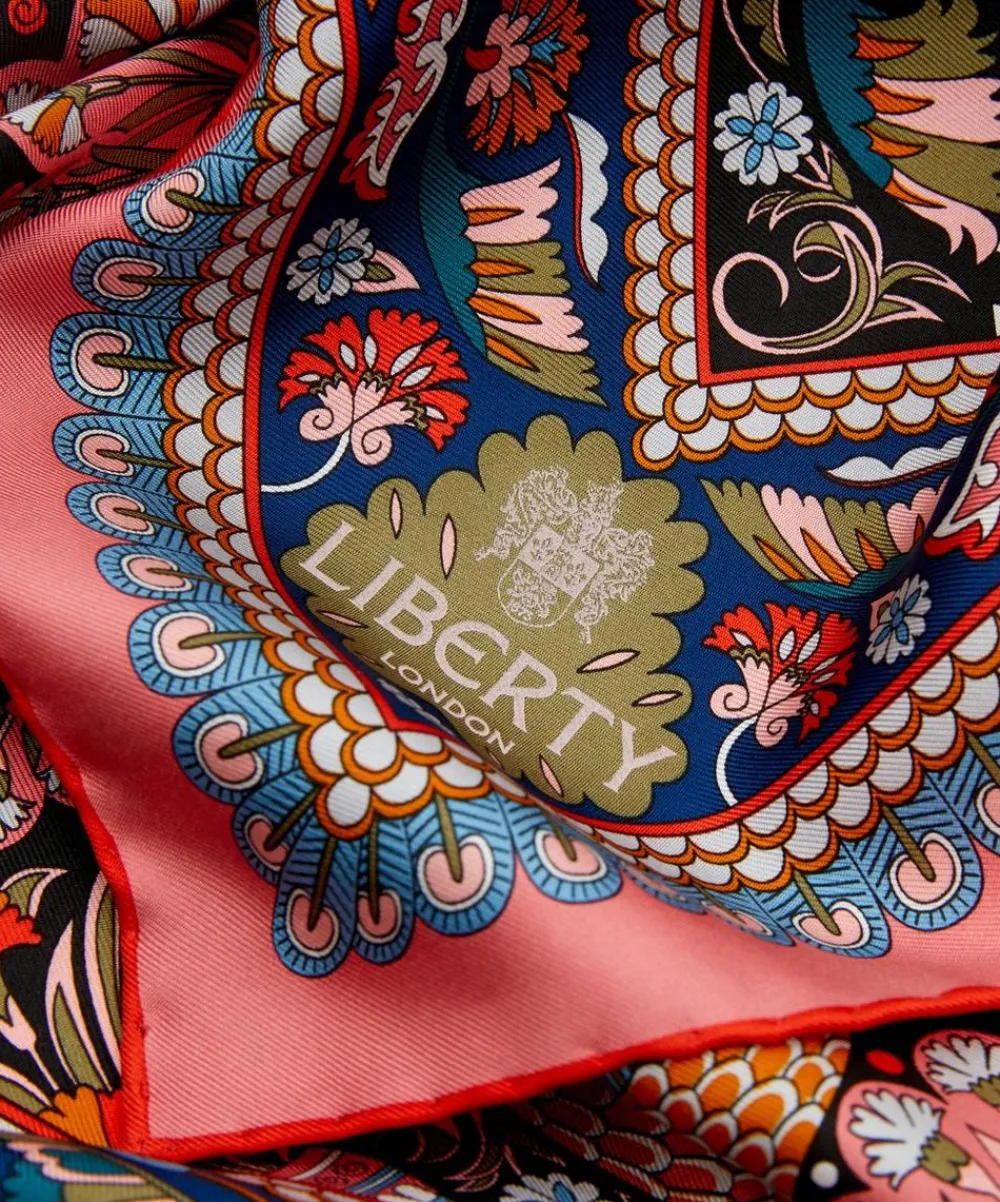Liberty Scarves^Peacock Garden 70 x 70cm Silk Twill Scarf
