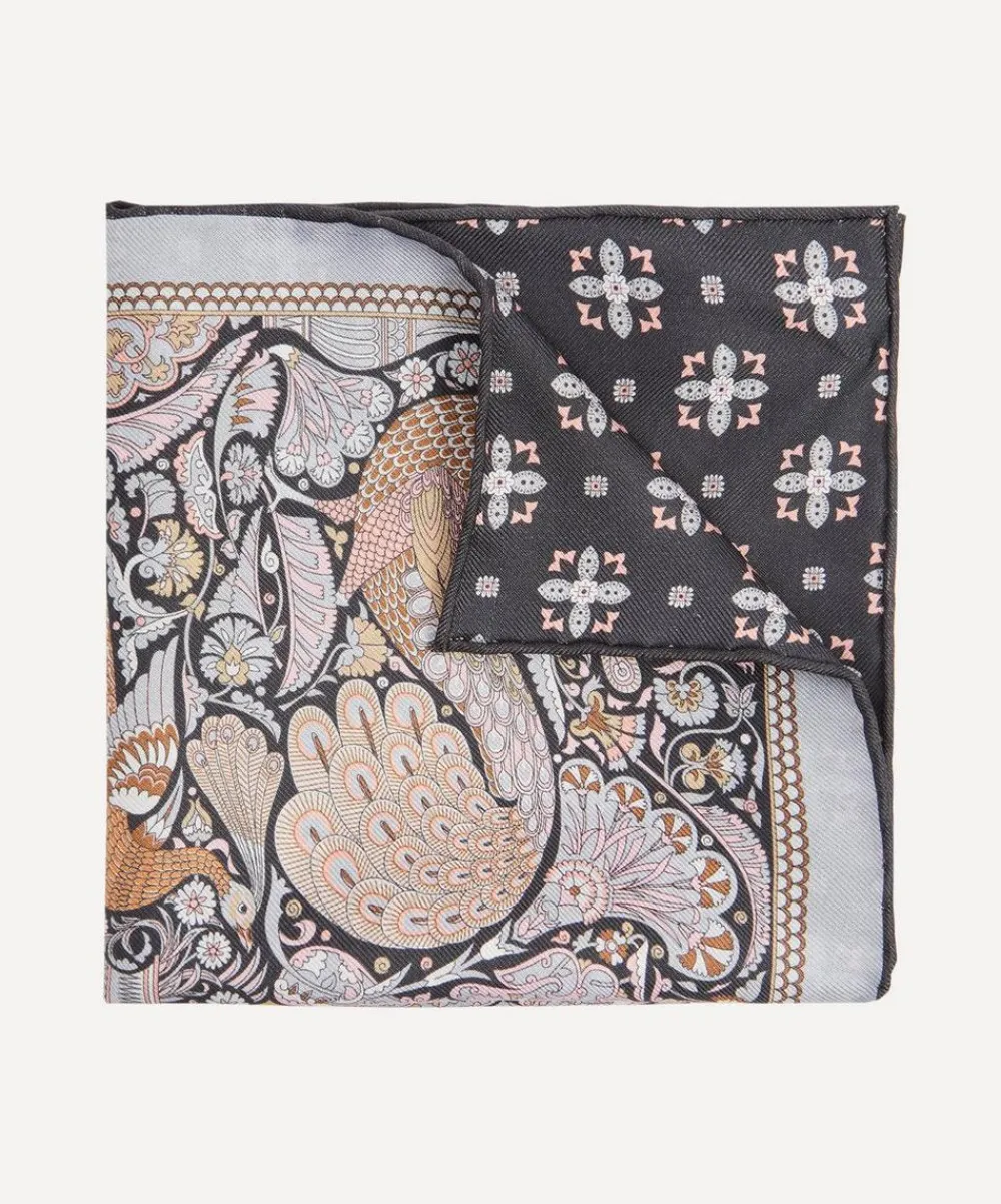 Liberty Pocket Squares^Peacock Garden Silk Pocket Square