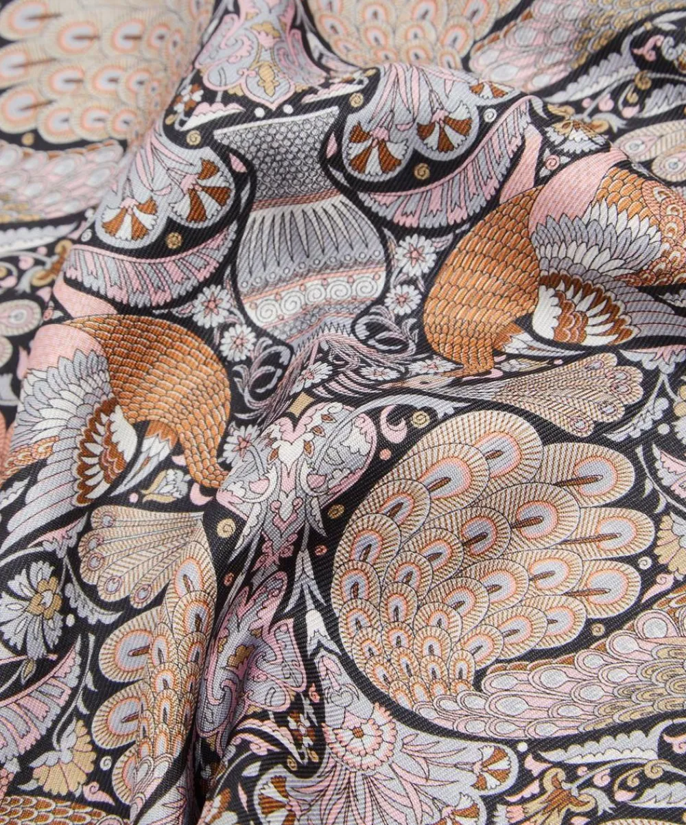 Liberty Pocket Squares^Peacock Garden Silk Pocket Square