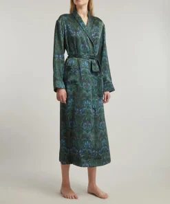 Liberty Sleepwear^Peacock Manor Silk Satin Long Robe