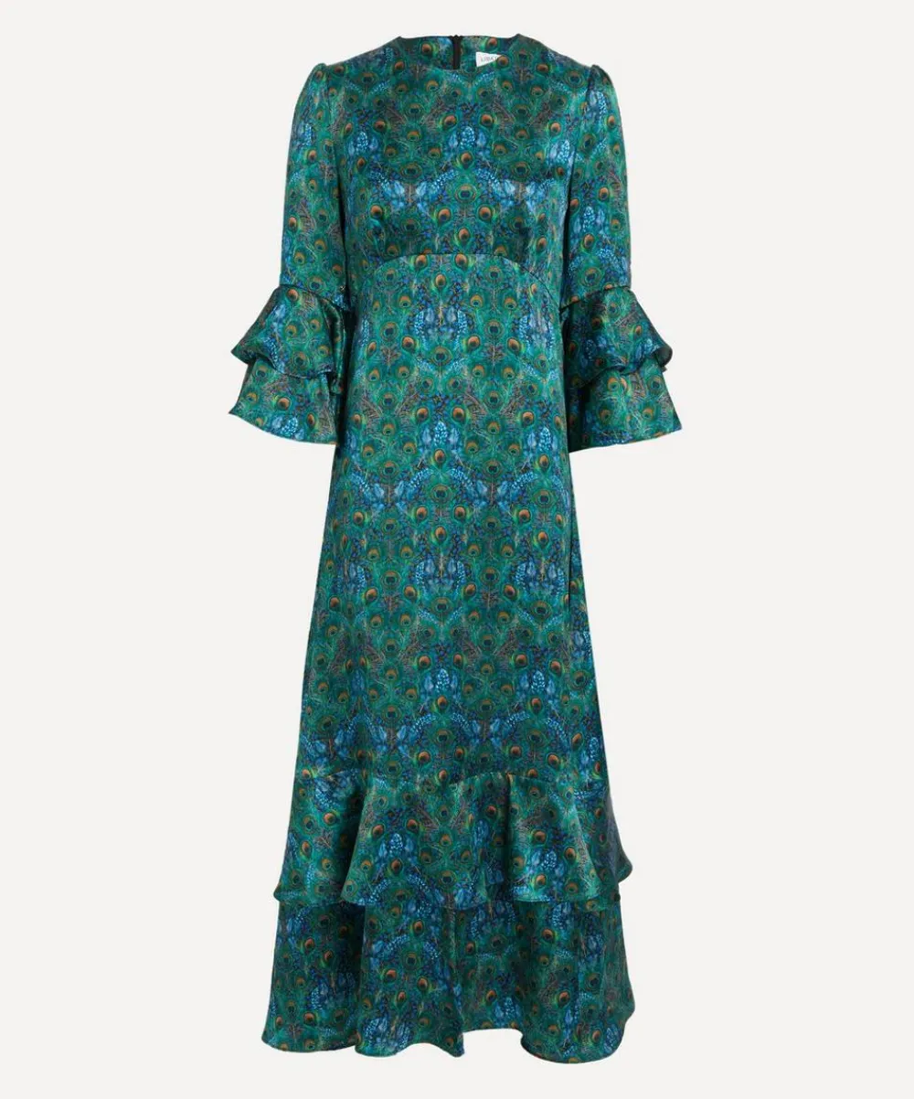 Liberty Dresses^Peacock Manor Silk Satin Gala Maxi Dress