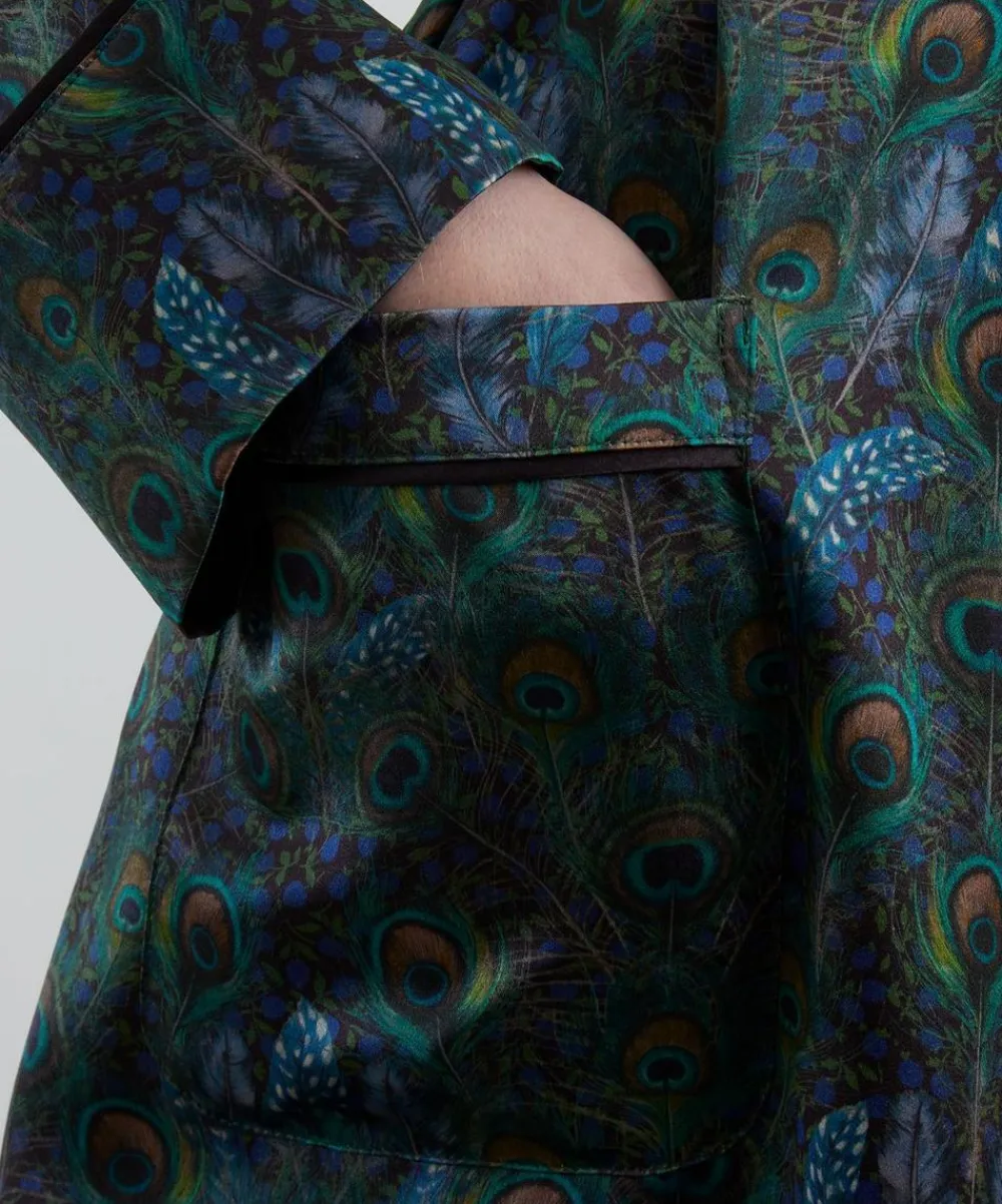 Liberty Sleepwear^Peacock Manor Silk-Satin Robe