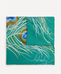 Liberty Pocket Squares^Peacock Plume Silk Pocket Square