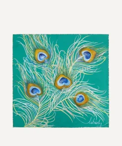 Liberty Pocket Squares^Peacock Plume Silk Pocket Square