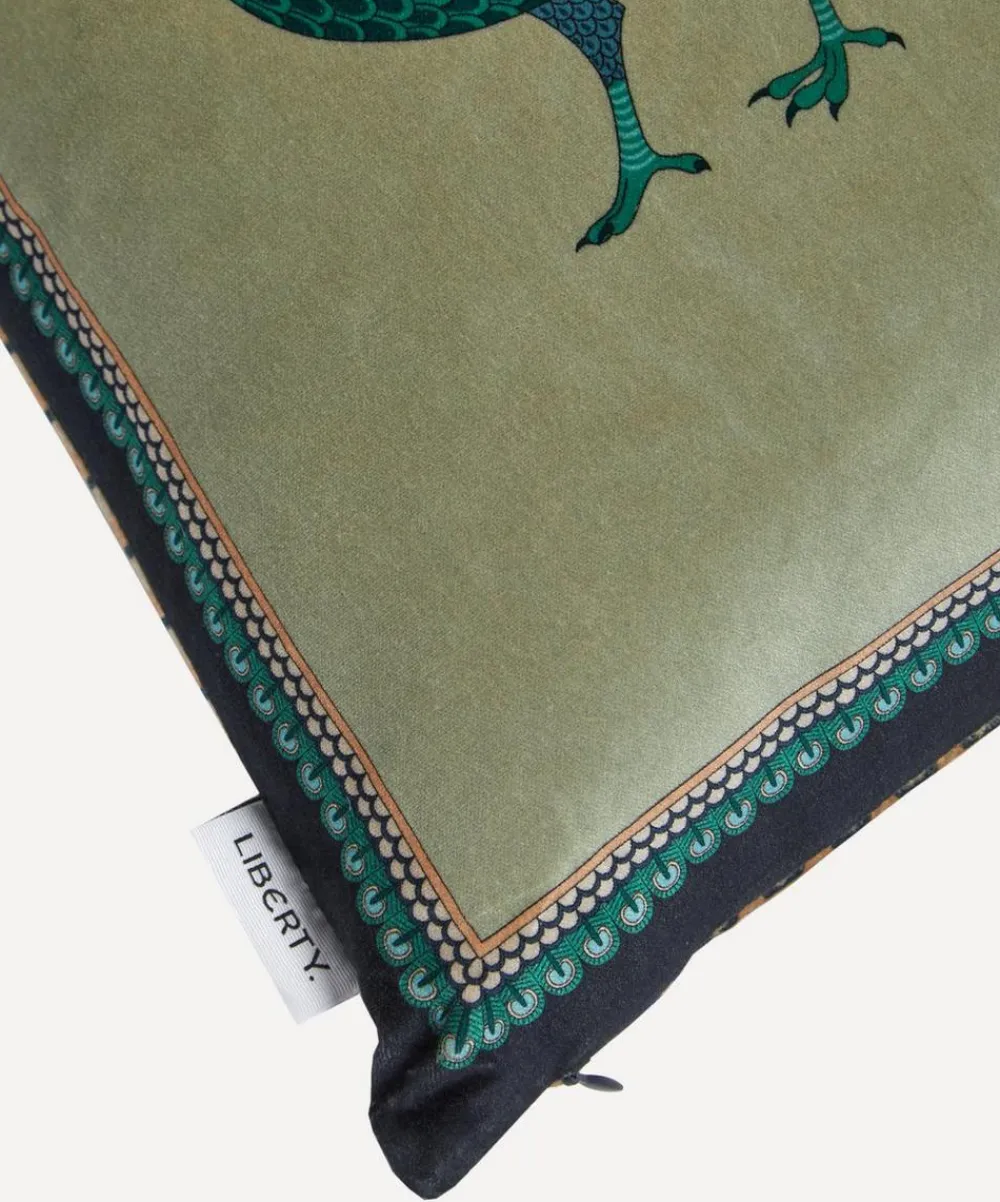 Liberty Cushions^Peacock Square Velvet Cushion