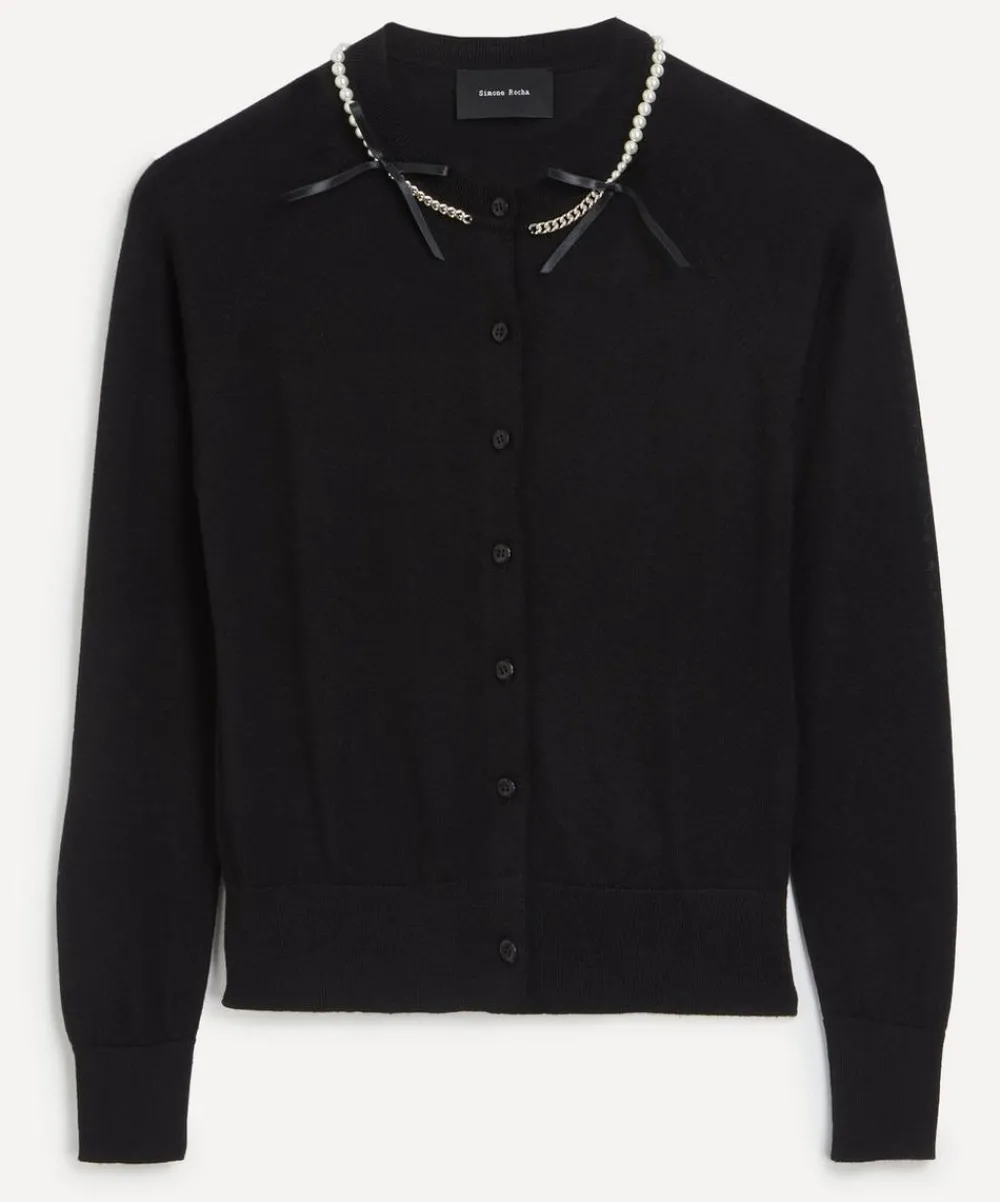 Simone Rocha Knitwear^Pearl and Chain Bow Cardigan