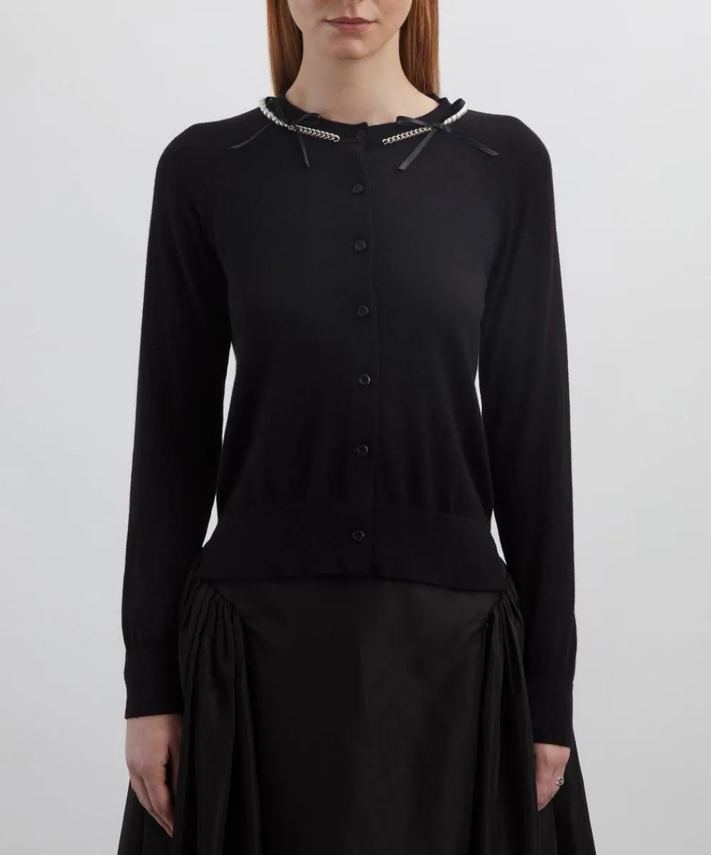 Simone Rocha Knitwear^Pearl and Chain Bow Cardigan