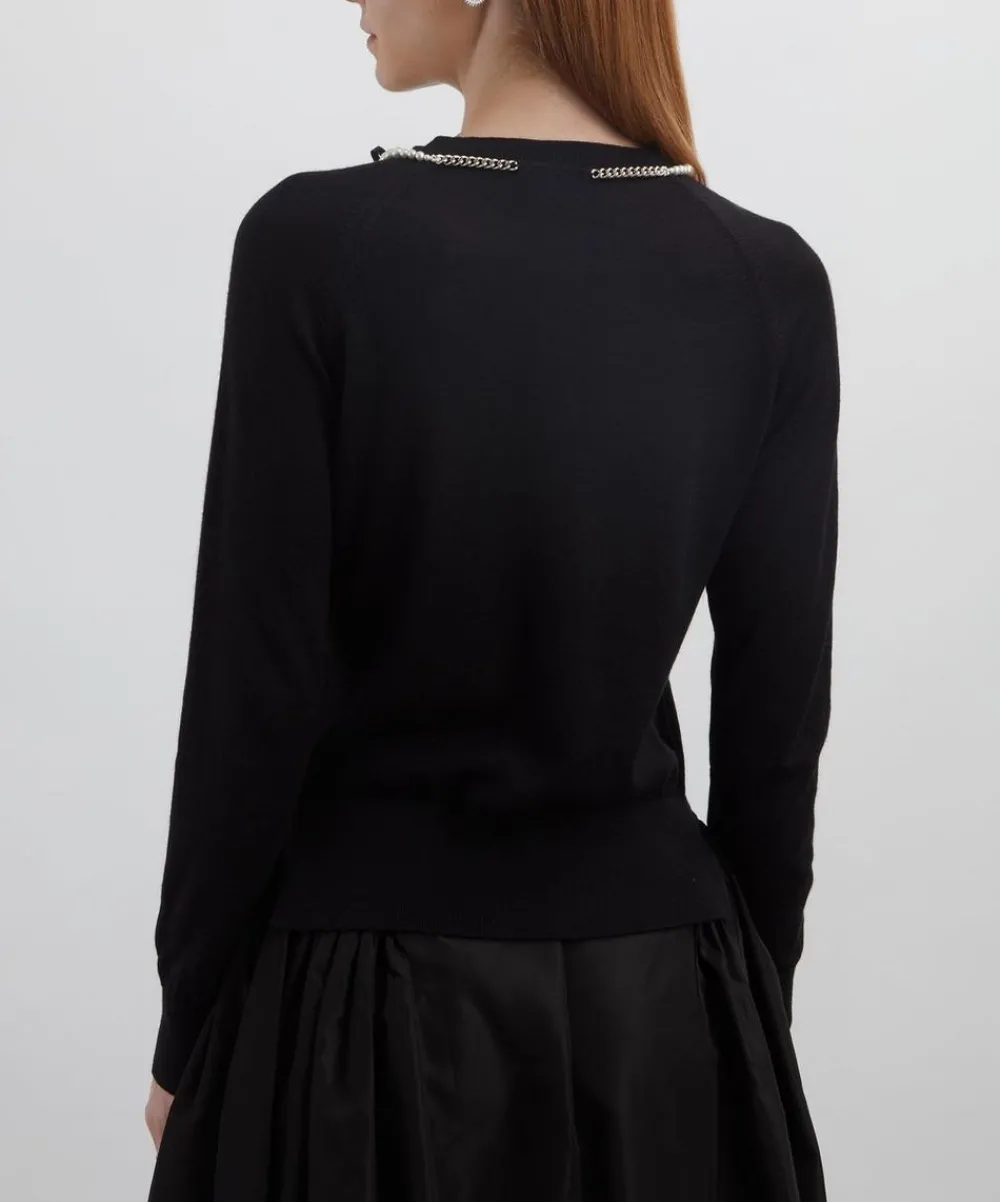 Simone Rocha Knitwear^Pearl and Chain Bow Cardigan