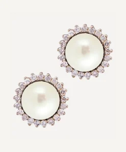 Kojis Earrings|Earrings^Pearl and Diamond Cluster Stud Earrings