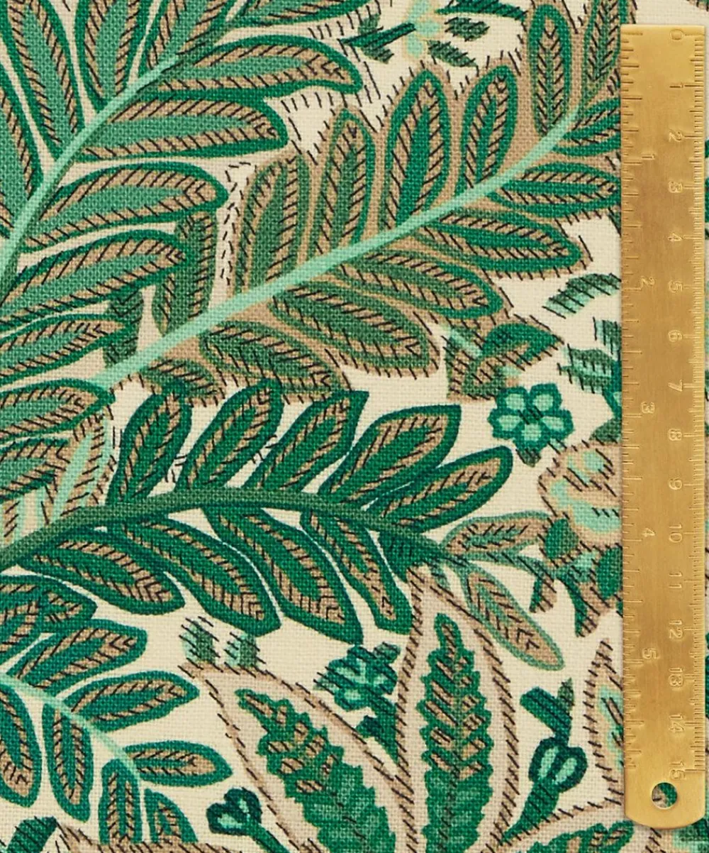 Liberty Interiors Furnishing Fabrics^Persian Voyage Landsdowne Linen in Jade Stone