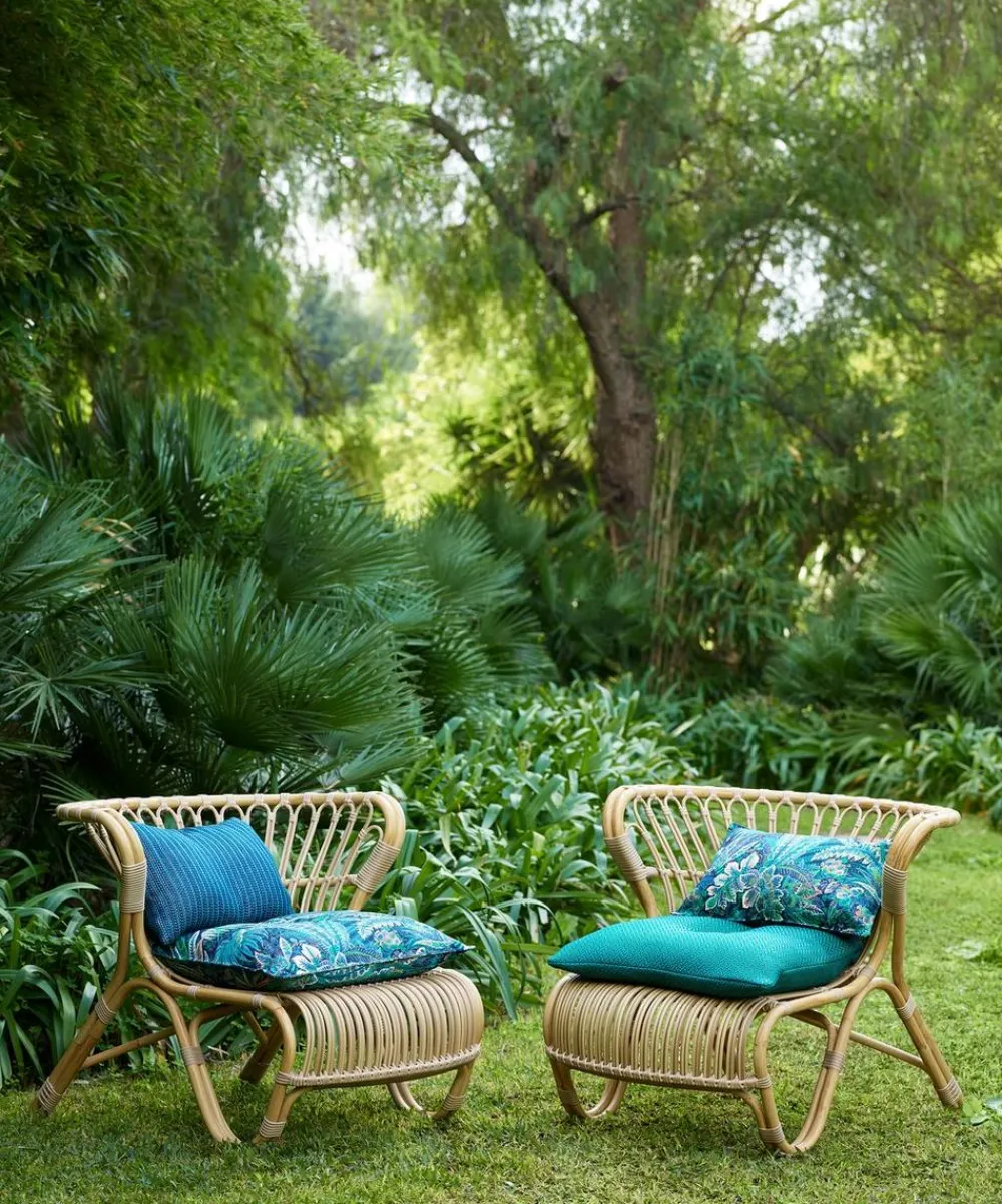 Liberty Interiors Furnishing Fabrics^Persian Voyage Majorelle in Palm Green – Outdoor