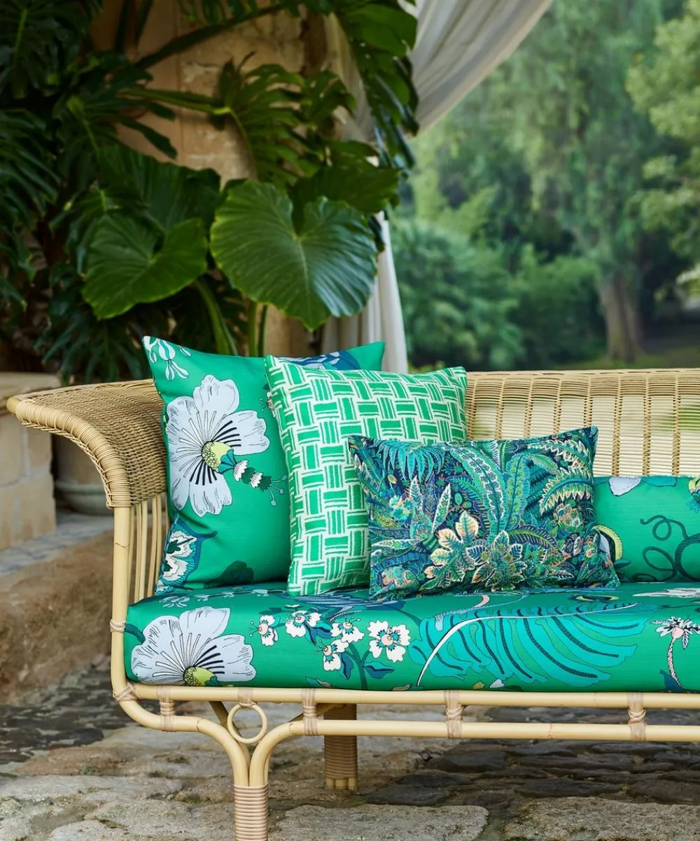 Liberty Interiors Furnishing Fabrics^Persian Voyage Majorelle in Palm Green – Outdoor