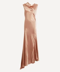 Alberta Ferretti Dresses^Pink Asymmetrical Long Satin Dress