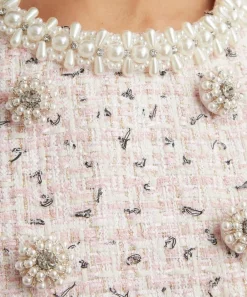 Self-Portrait Dresses^Pink Bouclé Pearl Mini Dress