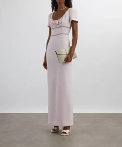 Self-Portrait Dresses^Pink Crepe Crystal Trim Maxi Dress