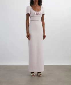 Self-Portrait Dresses^Pink Crepe Crystal Trim Maxi Dress