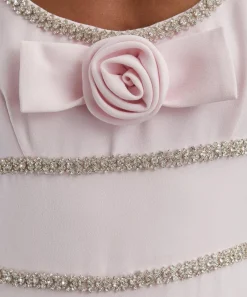 Self-Portrait Dresses^Pink Crepe Crystal Trim Maxi Dress