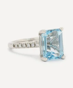 Kojis Rings|Rings^Platinum Aquamarine and Diamond Ring