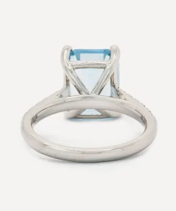 Kojis Rings|Rings^Platinum Aquamarine and Diamond Ring