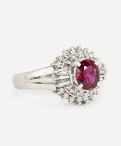 Kojis Rings|Rings^Platinum Vintage Ruby and Diamond Cluster Ring
