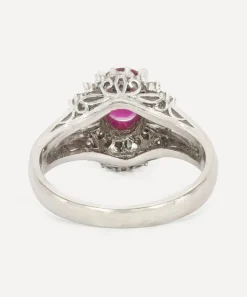 Kojis Rings|Rings^Platinum Vintage Ruby and Diamond Cluster Ring