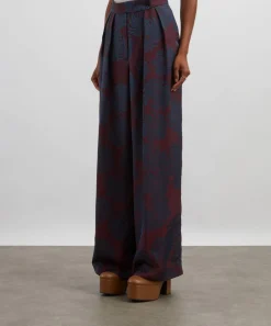 Dries Van Noten Trousers & Shorts^Pleated Jacquard Satin Wide-Leg Trousers