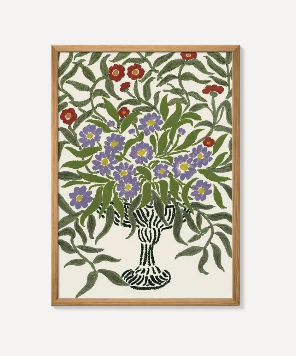 PSTR Studio Wall Art|Living Room^Purple Asters La Poire Framed Print