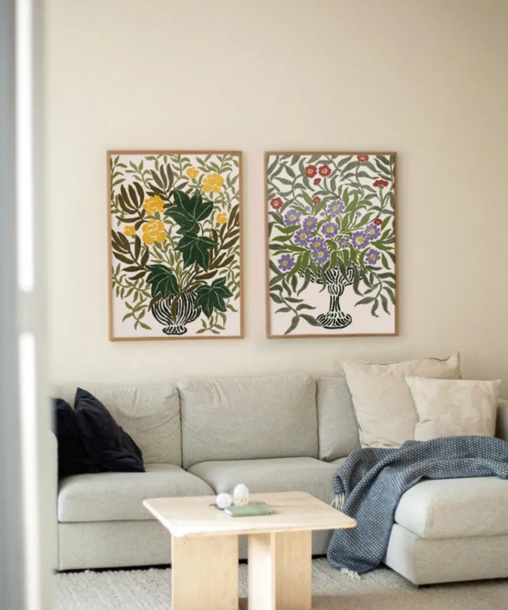 PSTR Studio Wall Art|Living Room^Purple Asters La Poire Framed Print