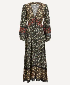 RIXO Dresses^Raven Eva Floral Mix Black Midi Dress