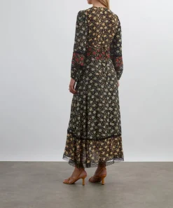 RIXO Dresses^Raven Eva Floral Mix Black Midi Dress