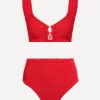 Hunza G Swimwear^Red Nadine Bikini with Pearly Hoops
