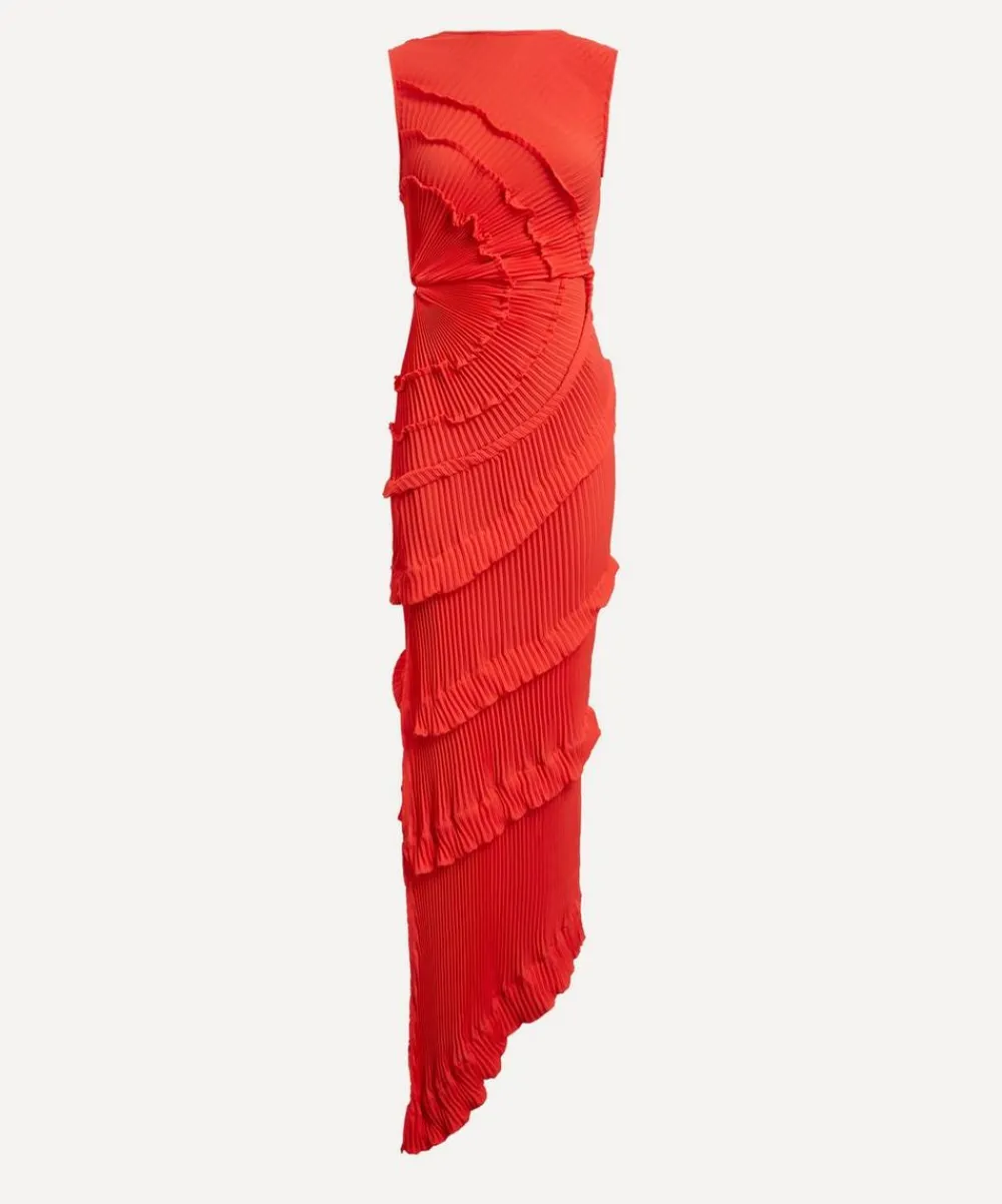 Georgia Hardinge Dresses^Red Opal Pleated Floor-Length Dress