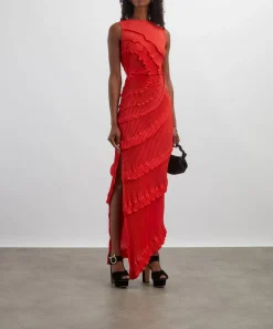 Georgia Hardinge Dresses^Red Opal Pleated Floor-Length Dress