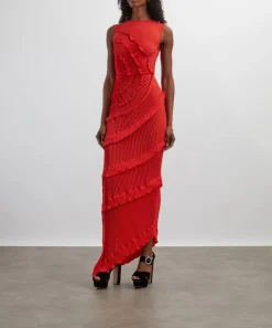 Georgia Hardinge Dresses^Red Opal Pleated Floor-Length Dress