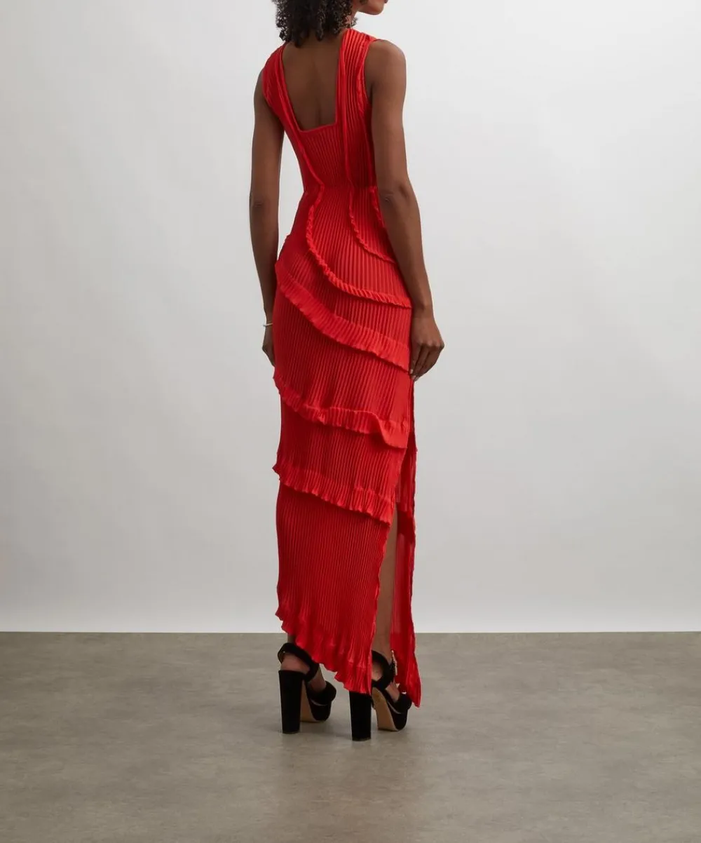 Georgia Hardinge Dresses^Red Opal Pleated Floor-Length Dress