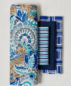 Liberty Interiors Furnishing Fabrics^Reef Plain Lloyd in Lapis – Outdoor