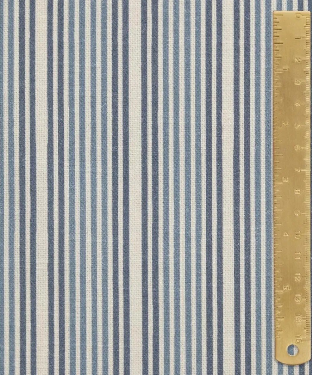 Liberty Interiors Furnishing Fabrics^Regent Stripe Cotton in Lapis