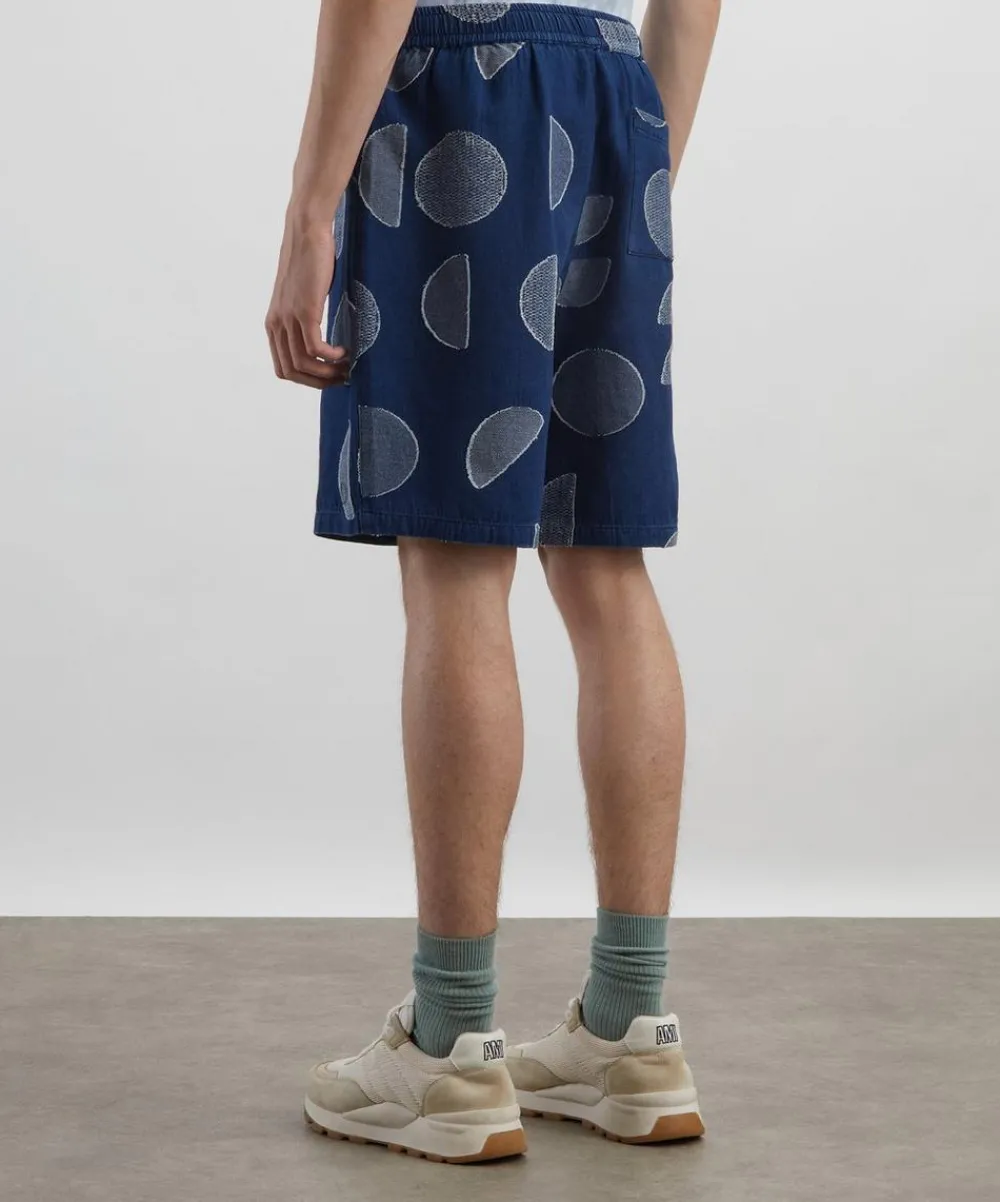 Folk Shorts^Relaxed Indigo Circle Jacquard Shorts