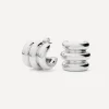 Missoma Earrings|Earrings^Rhodium-Plated Chubby Triple Small Hoop Earrings