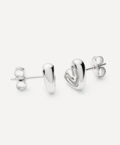 Missoma Earrings^Rhodium-Plated Puffy Heart Mini Stud Earrings