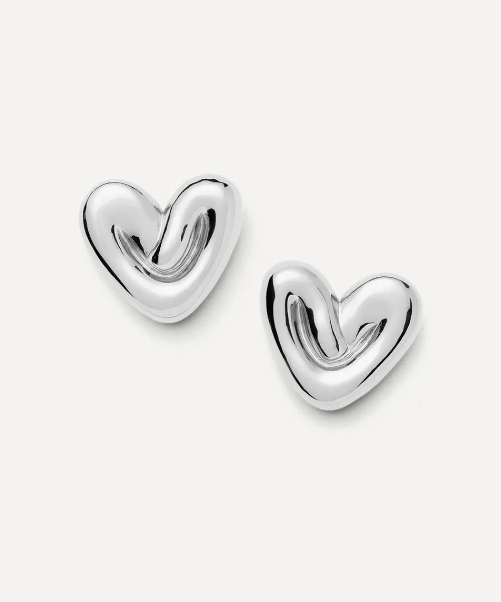Missoma Earrings^Rhodium-Plated Puffy Heart Oversized Stud Earrings