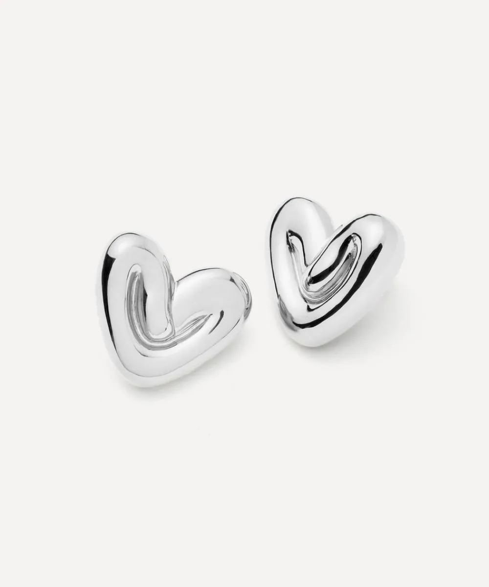 Missoma Earrings^Rhodium-Plated Puffy Heart Oversized Stud Earrings