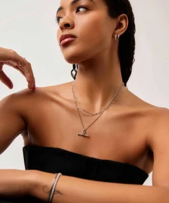 Missoma Necklaces^Rhodium-Plated Ridge T-Bar Pendant Necklace