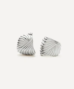 Missoma Earrings^Rhodium-Plated Ripple Stud Earrings