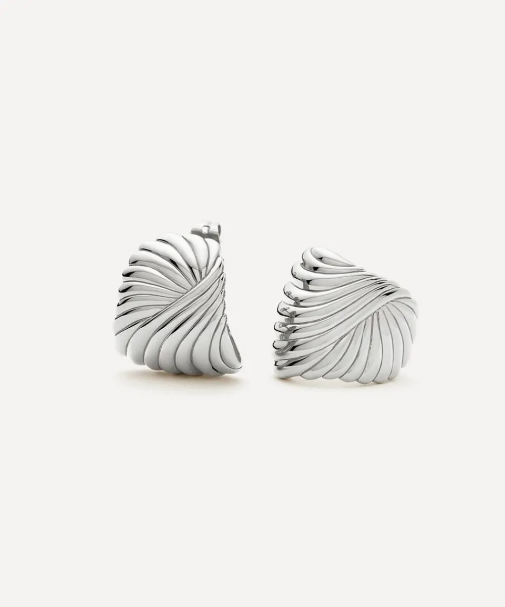 Missoma Earrings^Rhodium-Plated Ripple Stud Earrings